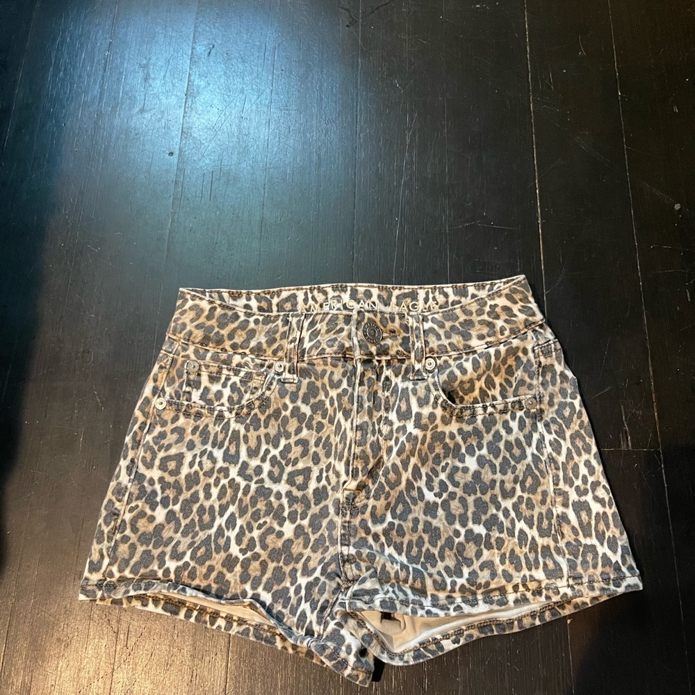 American Eagle Outfitters Leopard Print Jean Shorts